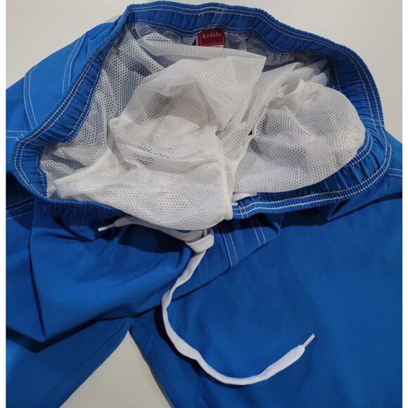 Kedofe Men’s Blue Lined Swim Trunks with Pockets Size 38 - Picture 4 of 9